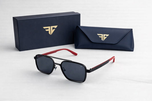 Fc Obsidian Red and Black Square Sunglasses